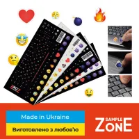 Наклейка на клавіатуру SampleZone непрозора чорна, біло-зелений (SZ-BK-GS) - 2