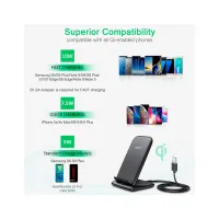 Зарядний пристрій Choetech 15W Fast Wireless Charging Stand 2coils black (T555-F-BK) - 5