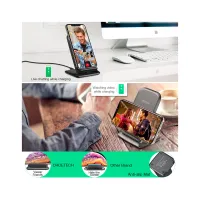 Зарядний пристрій Choetech 15W Fast Wireless Charging Stand 2coils black (T555-F-BK) - 8