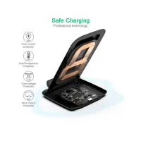 Зарядний пристрій Choetech 15W Fast Wireless Charging Stand 2coils black (T555-F-BK) - 9