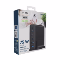 Зарядний пристрій Gembird 4xUSB-C PD25W + 2xUSB QC3.0 18W black (TA-UC-2A4C-PD75-01-BK) - Image 5