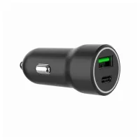 Зарядний пристрій Gembird 1xUSB-A (18W QC3.0) + 1xUSB-C (20W PD) black (TA-UC-A2PDQC20-CAR-01) - 1
