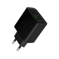Зарядний пристрій Gembird 1xUSB-A + 1 Type-C (PD20Вт + QC3.0 18Вт) black (TA-UC-PDQC20-01-BK) - 2