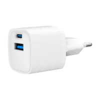 Зарядний пристрій Gembird 1xUSB-C PD20W + 1xUSB QC3.0 white (TA-UC-PDQC20-W-01) - Зображення 1