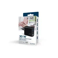 Зарядний пристрій Gembird 2хUSB-A (QC3.0 18W) + 1хType-C (PD20W) LCD black (TA-UC-PDQC30LCD-BK-02) - 8