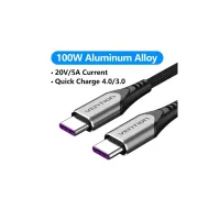 Дата кабель USB-C to USB-C 1.0m 5A aluminum gray Vention (TAEHF) - Изображение 1