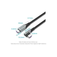 Дата кабель USB-C to USB-C 1.0m 5A 90° corner aluminum gray Vention (TAKHF) - Изображение 2