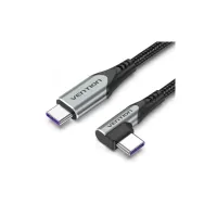 Дата кабель USB-C to USB-C 1.0m 5A 90° corner aluminum gray Vention (TAKHF) - Изображение 1