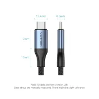 Дата кабель USB-C to USB-C 1.0m Thunderbolt 4 240W (50V/5A) 8K60Hz Gray Aluminum Alloy VENTION (TAVHF) - Зображення 2