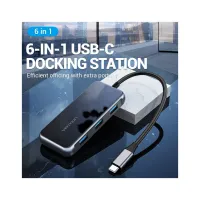 Концентратор VENTION USB 3.1 Type-C to HDMI 4K60Hz/USB 3.0х3/RJ45/PD 87W 6-in-1 Mirrored Surface (TFFHB) - 2