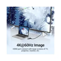 Концентратор VENTION USB 3.1 Type-C to HDMI 4K60Hz/USB 3.0х3/RJ45/PD 87W 6-in-1 Mirrored Surface (TFFHB) - 5