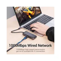 Концентратор VENTION USB 3.1 Type-C to HDMI 4K60Hz/USB 3.0х3/RJ45/PD 87W 6-in-1 Mirrored Surface (TFFHB) - 8