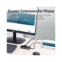 Концентратор VENTION USB 3.1 Type-C to HDMI 4K60Hz/USB 3.0х3/RJ45/PD 87W 6-in-1 Mirrored Surface (TFFHB) - 9