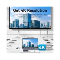 Концентратор VENTION USB 3.1 Type-C to HDMI/USB 3.0x3/PD 100W Blue Aluminum Alloy Hub 5-in-1 (TGESB) - 5