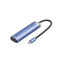Концентратор VENTION USB 3.1 Type-C to HDMI/USB 3.0x3/PD 100W Blue Aluminum Alloy Hub 5-in-1 (TGESB) - 1