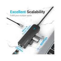 Концентратор VENTION USB 3.1 Type-C to 3xUSB 2.0+MicroUSB+RJ45 100M Ethernet black (TGOBB) - Зображення 3