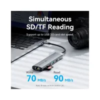 Концентратор Vention USB-C 7-in-1 USB-C PD + USB 3.2 + USB 3.0 + USB 2.0 + RJ45 + SD/TF + HDMI 0.15m (TGUHB) - Изображение 5