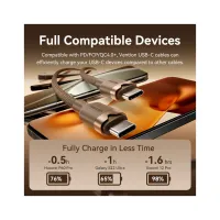 Дата кабель USB-C to USB-C 1.0m 3A aluminum gold Vention (TRDJF) - Зображення 6