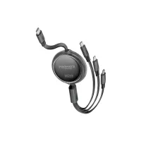 Дата кабель USB-C to Lightning 1.1m 27W + USB-C 60W + Micro USB TrioCord-R black Promate (triocord-r.black) - 1