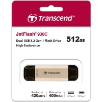 USB флеш накопичувач Transcend 512GB JetFlash 930C Gold-Black USB 3.2/Type-C (TS512GJF930C) - 8