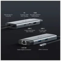 Концентратор TP-Link USB 3.0 6-in-1 2xUSB 3.0 + 1xUSB-C + 1xHDMI + 1xRJ45 + PD 100W (UH6120C) - 2