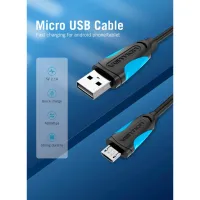 Дата кабель USB 2.0 AM to Micro 5P 0.5m Black VENTION (VAS-A08-B050) - 2