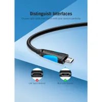 Дата кабель USB 2.0 AM to Micro 5P 0.5m Black VENTION (VAS-A08-B050) - 6