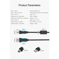 Кабель для принтера USB 2.0 AM/BM 1.0m black Vention (VAS-A16-B100) - Изображение 8
