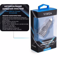Зарядное устройство Vinga QC3 Quick Dual USB Car Charger aluminium 18W Max (VCCQAABK) - Image 3