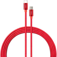 Дата кабель USB-C to USB-C 1.0m 60W Nylon Red Vinga (VCDCCCM531) - 1