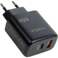 Зарядний пристрій Vinga GaN 65W PD+QC 1C1A ports Wall Charger (VCPCHCA65B) - 3