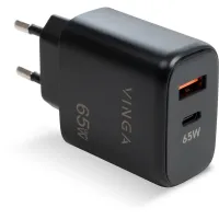 Зарядний пристрій Vinga GaN 65W PD+QC 1C1A ports Wall Charger (VCPCHCA65B) - 1
