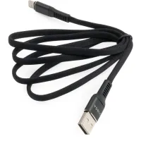 Дата кабель USB 2.0 AM to Lightning 1.0m flat nylon black Vinga (VCPDCLFNB1BK) - 3