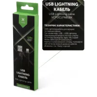 Дата кабель USB 2.0 AM to Lightning 1.0m flat nylon black Vinga (VCPDCLFNB1BK) - 4