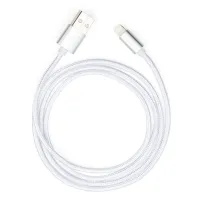 Дата кабель USB 2.0 AM to Lightning 1m nylon silver Vinga (VCPDCLNB1S) - 5