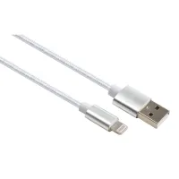 Дата кабель USB 2.0 AM to Lightning 1m nylon silver Vinga (VCPDCLNB1S) - 1