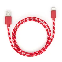 Дата кабель USB 2.0 AM to Lightning 2color nylon 1m red Vinga (VCPDCLNB31R) - 1