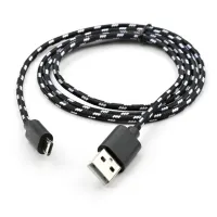 Дата кабель USB 2.0 AM to Micro 5P 2color nylon 1m black Vinga (VCPDCMBN31BK) - 3
