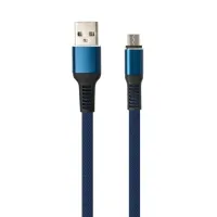 Дата кабель USB 2.0 AM to Micro 5P 1m flat nylon blue Vinga (VCPDCMFNB1B) - Зображення 2
