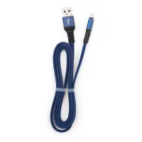 Дата кабель USB 2.0 AM to Micro 5P 1m flat nylon blue Vinga (VCPDCMFNB1B) - Зображення 5