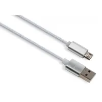 Дата кабель USB 2.0 AM to Micro 5P 1m LED silver Vinga (VCPDCMLED1S) - 1
