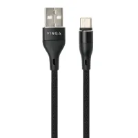 Дата кабель USB 2.0 AM to USB-C 1.0m cylindric nylon back Vinga (VCPDCTCCANB1BK) - 2