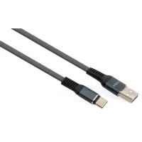 Дата кабель USB 2.0 AM to USB-C 1.0m flat nylon gray Vinga (VCPDCTCFNB1GR) - 1