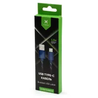 Дата кабель USB 2.0 AM to USB-C 1.0m 2color nylon blue Vinga (VCPDCTCNB31B) - 4