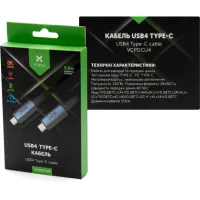 Дата кабель USB-C to USB-C 0.8m USB4 240W 40GBps 8K60Hz Nylon Vinga (VCPDCU4) - 3
