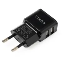 Зарядний пристрій Vinga 2 Port USB Wall Charger 2.1A (VCPWCH2USB2ABK) - 1