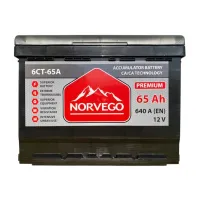 Акумулятор автомобільний NORVEGO ВЕСТА Premium 65A +прав (0) (640 пуск) - 1