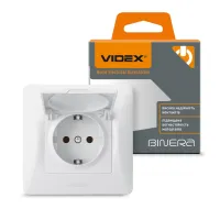 Розетка Videx BINERA 1ая із заземленням і кришкою (VF-BNSK) - 4