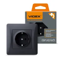 Розетка Videx BINERA 1ая із заземленням черн (VF-BNSK1G-BG) - 4