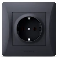 Розетка Videx BINERA 1ая із заземленням черн (VF-BNSK1G-BG) - 1